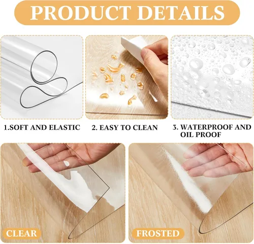 Vista 4 de Ganeen Protector para mesita de noche, protector de plástico transparente de 15.8 x 23.6 pulgadas, 0.059 in de grosor, rectangular, de cloruro