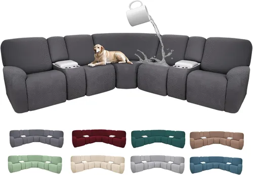 Vista 126 de Fundas de sofá reclinable seccional 100% impermeables para sofá reclinable en forma de L, funda de sofá modular de esquina en forma de L, fundas