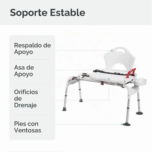 Vista 4 de Banco plegable de Drive Medical, universal y deslizante.