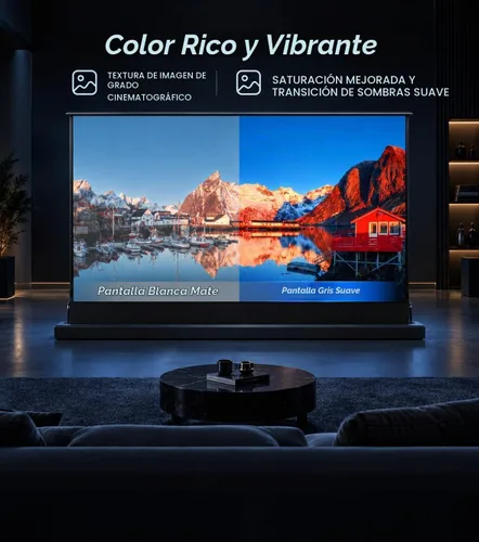 Vista 4 de IN&VI Pantalla de proyector suave motorizada de 100 pulgadas para proyector de tiro estándar/largo, pantalla de proyector para cine en casa, 4K/8K