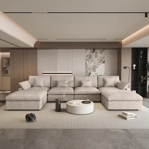 Vista 58 de WJShome Sofá Seccional Cloud Couch de 83 pulgadas para sala de estar, sofá seccional modular relleno de plumón, sofás en forma de L con otomana