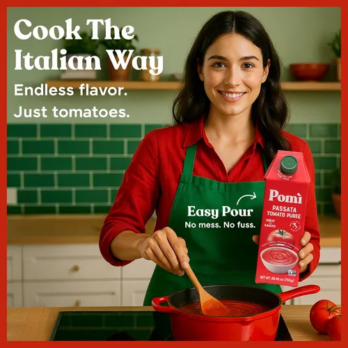 Vista 10 de Pomì Tomato Passata 26.46 onzas (paquete de 6) – Hecho en Italia – Puré de tomate cremoso y aterciopelado con toque de sal, sin aditivos ni