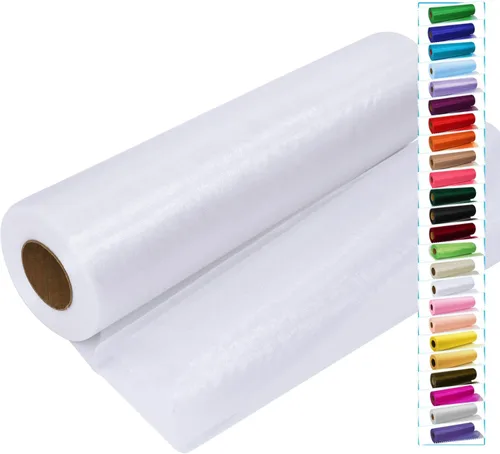 Vista 20 de Rollos de tela de tul negro con cristales y organza 12 pulgadas por 150 pies (45,72 m), tela transparente para manualidades, lazos de tutú