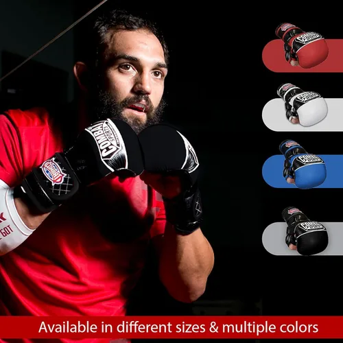 Vista 7 de Combat Sports Max Strike - Guantes de entrenamiento de MMA, guantes de palma abierta para MMA, Muay Thai y Kickboxing, rojo, talla L