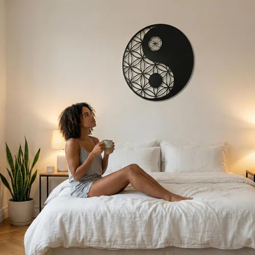 Vista 6 de Decoración de metal Yin Yang, decoración de pared de metal, arte de pared de metal, decoración de interiores, arte de pared, arte sagrado de pared