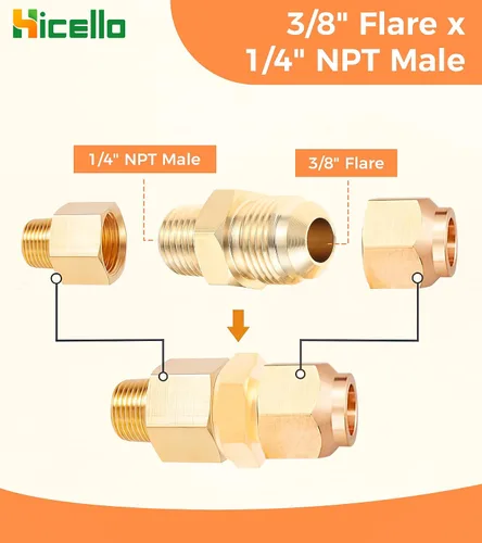 Vista 5 de Accesorios de latón para propano, paquete de kit de montaje de gas propano