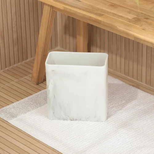 Vista 6 de Essentra Home Papelera rectangular de mármol para oficina en casa, dormitorio, baño, cocina, 2.4 galones, capacidad de 9 litros, cabe en espacios