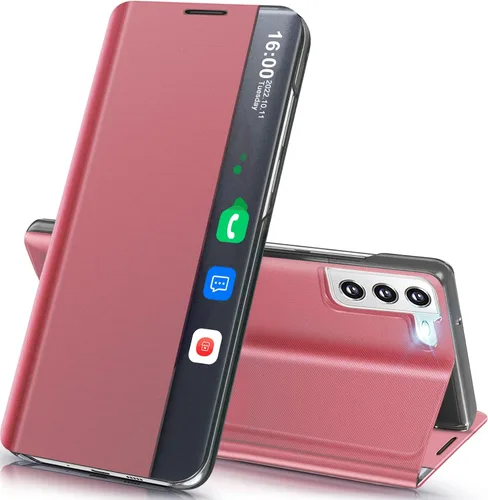 Vista 60 de Funda de teléfono para Samsung Galaxy A16 5G, Clear View Window Funda delgada de lujo para teléfono Galaxy A16 con soporte, funda protectora