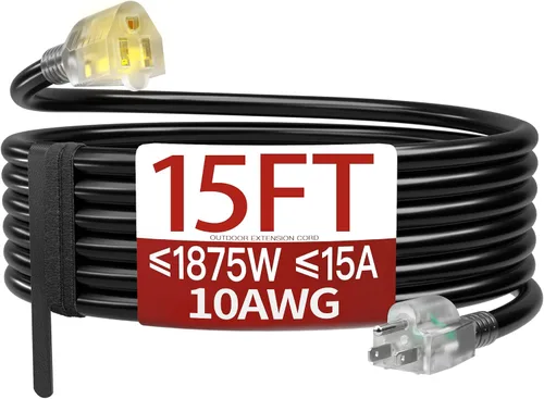 Vista 68 de Cable de extensión corto de 16/3 de 1 pie, cable de extensión negro flexible y duradero, cable de alimentación de 3 clavijas para interiores