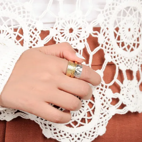 Vista 6 de Boho-Magic Anillo giratorio de plata de ley 925 para mujer con anillos de latón para la ansiedad, Metal, Sin piedras preciosas