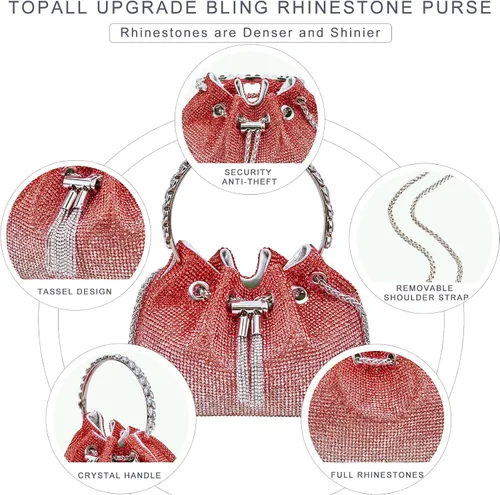 Vista 2 de Bolso de noche con diamantes de imitación para mujer, bolso de mano plateado con diamantes brillantes para mujer, fiesta, club, boda, baile