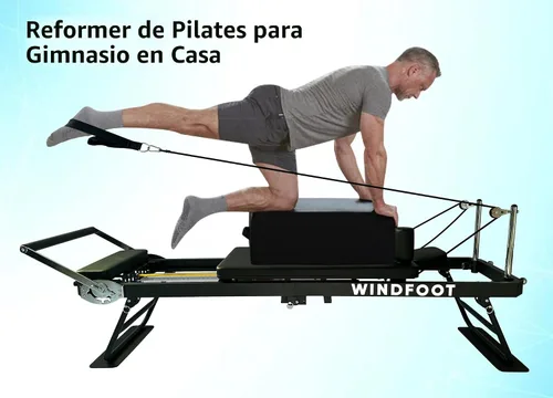 Vista 2 de Pilates Reformer Machine Equipment with Springs & Cords for Home Workout, Foldable Pilates Equipment with Jump Board for All Level Users