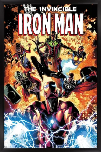 Vista 9 de Trends International Marvel Comics Iron Man - Póster de pared Invincible Iron Man #11, 22.4 pulgadas de largo x 14.7 pulgadas, versión enmarcada