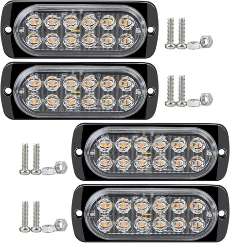 Vista 10 de Lámpara LED de advertencia intermitente lateral de 12-24 V, barra estroboscópica de emergencia (blanco, 4LED)
