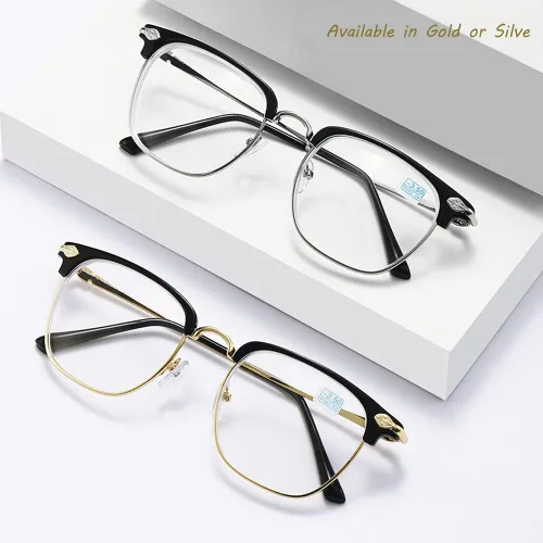 Vista 4 de Gafas de miopía miopía miopía -0.50 a -6.00 elegantes gafas clásicas retro con marco de metal