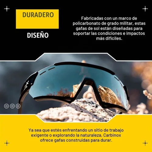 Vista 2 de CARBINOX Gafas de sol deportivas con múltiples lentes de protección antirreflejos, 100% protección UV con estuche rígido y accesorios, marco negro