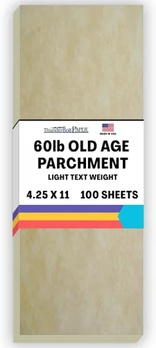 Vista 6 de 50 pergamino de vejez, 60 libras, peso del texto, 4.25 x 11 pulgadas, tamaño media carta, corte largo, papel de papelería, papel de papelería, papel