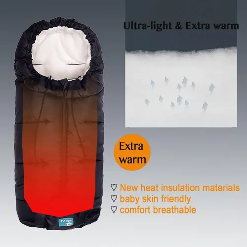 Vista 3 de Yobee Saco universal para cochecito de bebé, saco de dormir cálido para caminar al aire libre, para correr, impermeable, a prueba de invierno, saco