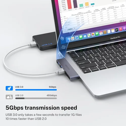 Vista 3 de MOGOOD Hub USB C 5 en 1 con 3 puertos USB 3.0 SD TF lector de tarjetas