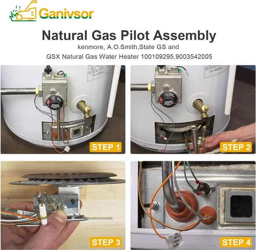 Vista 5 de Ganivsor 9003542 Conjunto piloto de gas natural, para calentador de agua 9003542 190 grados C Piloto Asamblea - Compatible con Kenmore, A.O.Smith