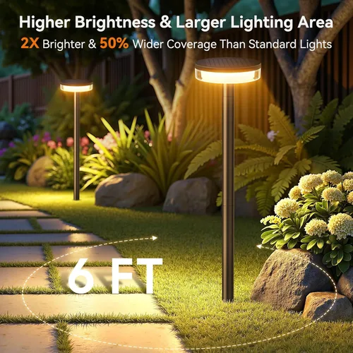Vista 2 de LETMY Luces solares de camino para exteriores, paquete de 2 2 luces solares más brillantes para exteriores, impermeables, luz de camino más alta