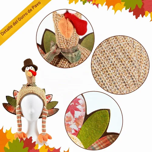 Vista 5 de Ogrmar 2 sombreros de pavo de felpa divertidos para eventos de Acción