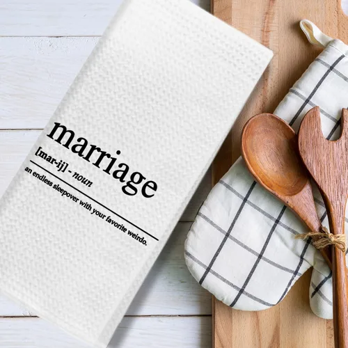 Vista 6 de Regalos de boda para parejas, recién casados, regalos de matrimonio, toallas de cocina para matrimonio, toallas de tejido de gofre de definición