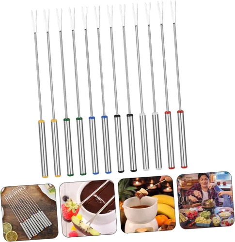 Vista 4 de 12 piezas de chocolate Fondue tenedor de fuente de chocolate pinchos palillo pequeñas herramientas exquisitos suministros para hornear brochetas