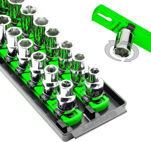 Vista 20 de Ernst Manufacturing, organizador de enchufes con rieles - Organizador de enchufes Socket Boss de 2 rieles de 1/2 pulgada con bloqueo giratorio, 13