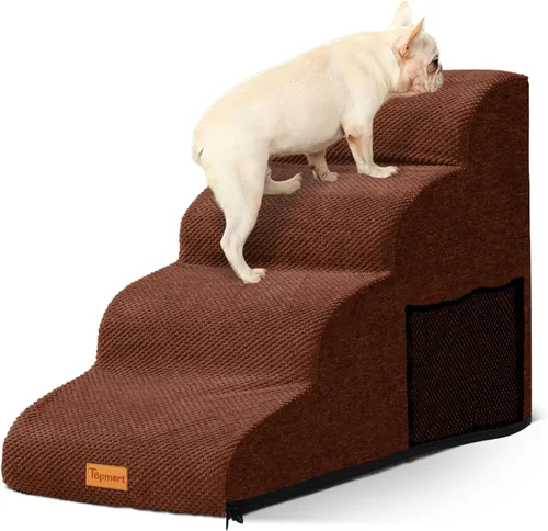 Vista 17 de 2-Step Dog Stairs for Small Dogs, Non-Slip Foam Pet Steps for Low Couch Bed Negro