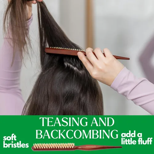 Vista 2 de GranNaturals Cepillo de cerdas de jabalí suave para cabello de espalda resbaladiza, peinado, control de bordes, suavizar los pelos de bebé