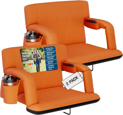 Vista 14 de Alpcour Asiento plegable para estadio – Silla de apoyo para adultos amplios reclinables de lujo para adultos para blanqueadores – Mejor extra grueso