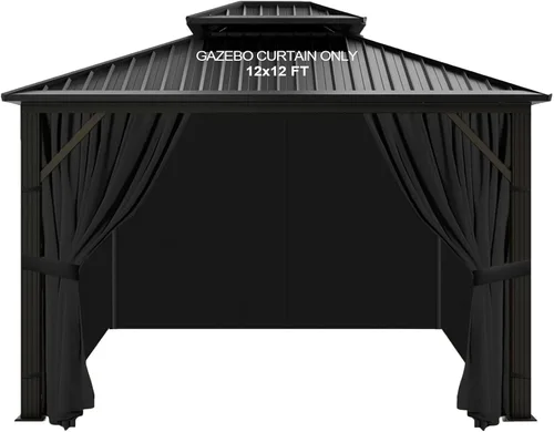 Vista 11 de slashome - Cortinas impermeables para gazebo de 10'x10', para exteriores, negras, universales, de repuesto, 4 paneles, paredes laterales