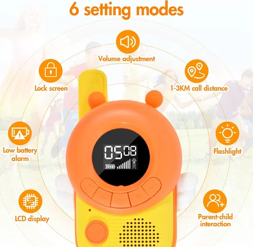 Vista 3 de Uzoli Walkie Talkie para niños, Walkie Talkies de largo alcance para niños, regalo de cumpleaños para niñas y niños, juguete de 20 canales