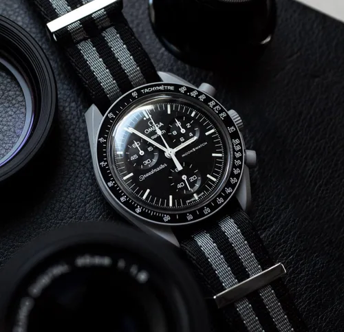 Vista 2 de Correa de reloj para Omega X Swatch Moonswatch Correa de reloj Speedmaster 20MM de liberación rápida de goma de repuesto