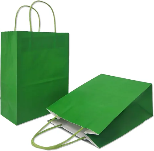 Vista 53 de AZOWA Bolsas de regalo mini de papel kraft con asas (Azul claro, 4x2.4x6, 25 piezas) Blue Color, Kraft Paper, Mini Size, 25 Pieces, Party Bags