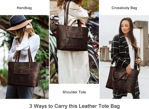 Vista 2 de S-ZONE Bolso bandolera vintage de cuero genuino para mujer