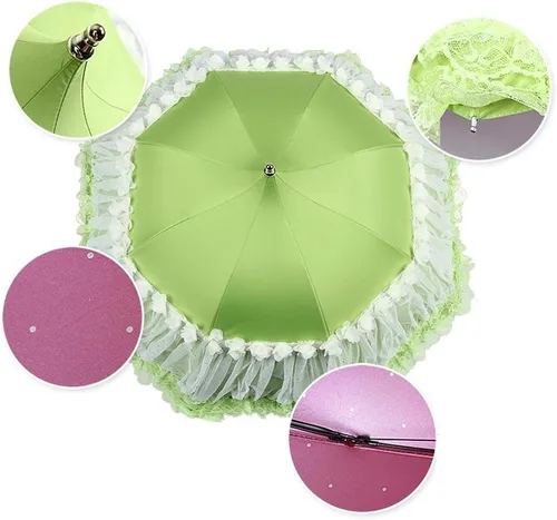 Vista 3 de Honeystore Pagoda Parasol 3 Folding Lace Totes Sun Rain Wedding Ruffle Umbrella