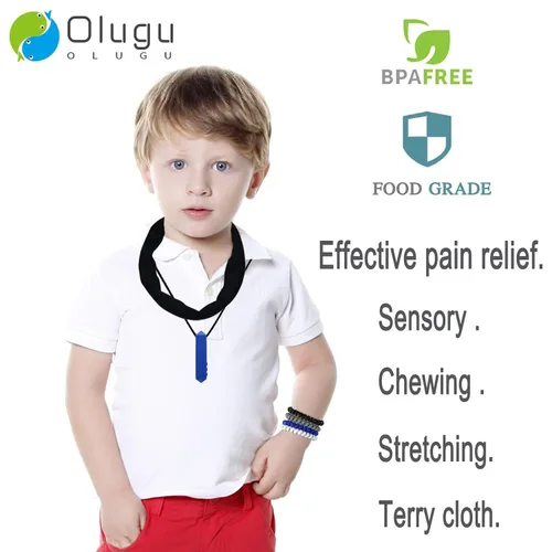 Vista 2 de Collares masticables para niños sensoriales, paquete de collar masticable para niños, niñas y adultos con autismo, TDAH, SPD, juguetes sensoriales