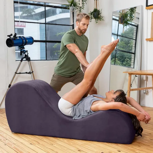 Vista 5 de Avana Elegante tumbona para yoga, fabricada en los Estados Unidos, ideal para estiramiento, relajación, ejercicio y más, 60 pulgadas de profundidad