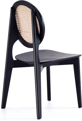 Vista 6 de Manhattan Comfort Versalles - Silla de comedor de ratán, respaldo redondo de mimbre con marco de madera maciza de fresno, sillas totalmente