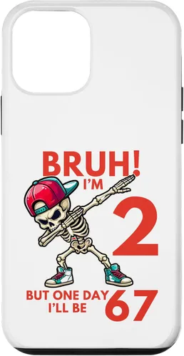 Vista 16 de Bruh I'm 2 But One-Day I'll Be 67 Retro 2nd Birthday Kids Case for iPhone XR
