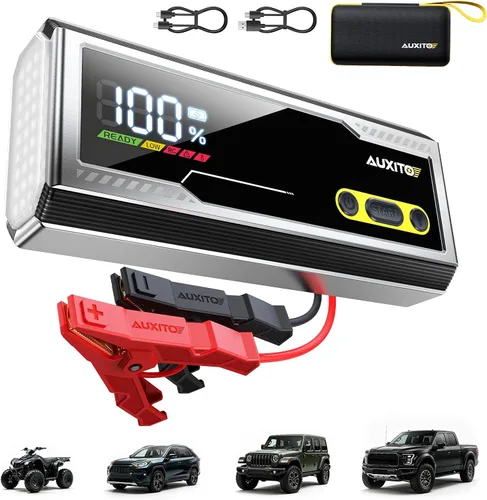 Vista 12 de AUXITO Arrancador de 6000A, arrancador de batería de coche de 12V, hasta todos los motores de gasolina y diésel de 12L con pantalla LED, caja