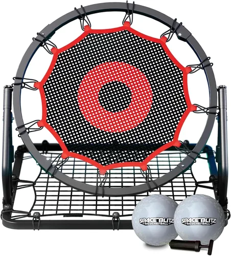 Vista 10 de Dual-Sided Adjustable Baseball Rebound Net for Multi-Sport,Includes 2 Balls Rojo