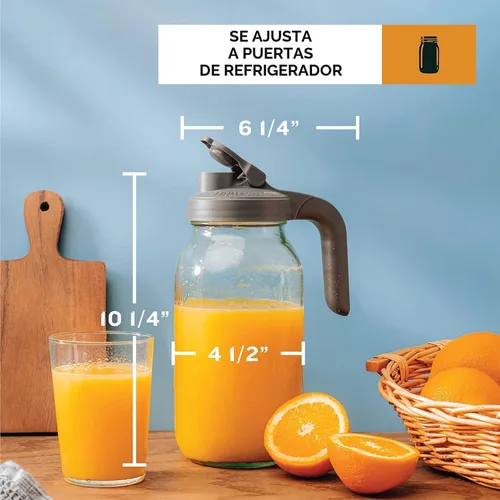 Vista 6 de County Line Kitchen Jarra de Vidrio Tipo Mason con Tapa - Boca Ancha, 2 Cuartos de Galón (64 oz) - Resistente, A Prueba de Fugas - Jarra para Té