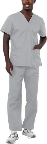 Vista 11 de Adar Uniforms Conjunto de ropa médica unisex universal - Juego de ropa médica unisex con cordón Negro