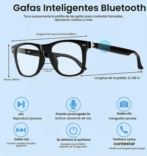 Vista 9 de Gafas inteligentes con Bluetooth AI para hombres y mujeres