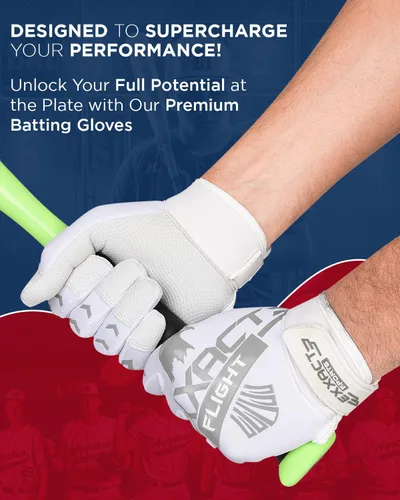 Vista 6 de Exxact Sports Guantes de bateo de béisbol para jóvenes y adultos con palma de cuero texturizada, guantes de bateo de sóftbol para mujeres/hombres