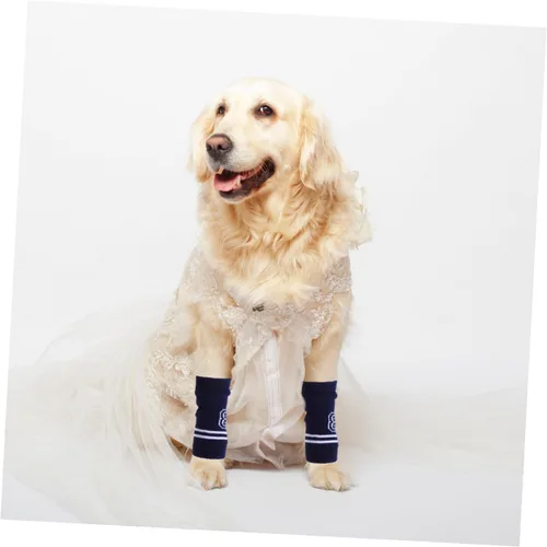 Vista 8 de Kisangel 4 fundas de punto para coderas de perro, transpirables, calentadores de piernas para perros, protectores elásticos para articulaciones