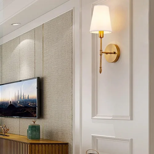 Vista 2 de Juego de 2 apliques de pared regulables a pilas, con control remoto, no cableado, fácil de instalar, para dormitorio, salón, granja, pared de TV